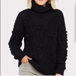 Allison Joy x Evereve Black Knit Bubble turtleneck Sweater women size Large